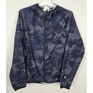 All In Motion Men Jacket Size Small Hooded Camo Blue Lightweight Water Repellent